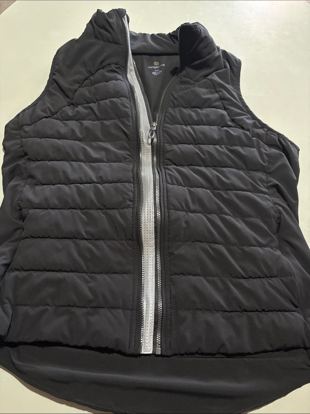 Tangerine Black Quilted Puffer Vest with Contrast Zip